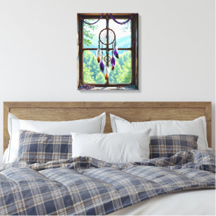 Dreamcatcher in Window Boho Art Canvas Print