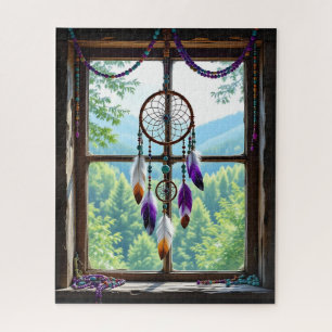 Dreamcatcher in Window Boho Art Jigsaw Puzzle