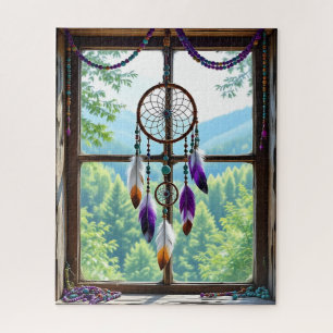 Dreamcatcher in Window Boho Art Jigsaw Puzzle