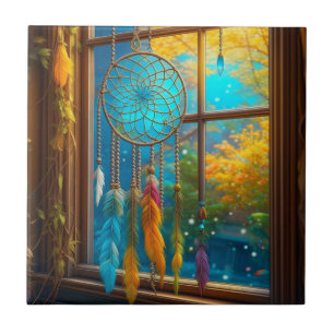 Dreamcatcher in Window Boho Ceramic Tile