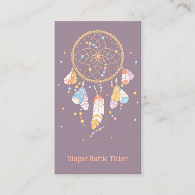Dreamcatcher New Baby Shower Diaper Raffle Ticket Enclosure Card (Front)