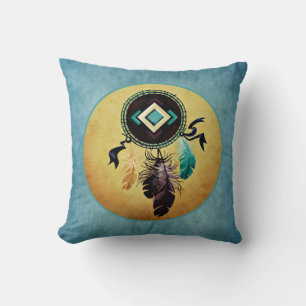 Dreamcatcher On a Blue Grunge Background Cushion