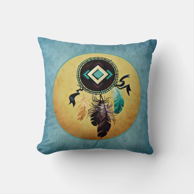 Dreamcatcher On a Blue Grunge Background Cushion (Front)