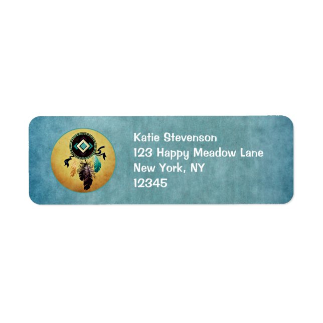 Dreamcatcher On a Blue Textured Background Return Address Label (Front)