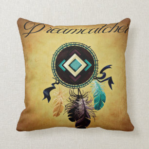 Dreamcatcher On a Golden Grunge Background Cushion