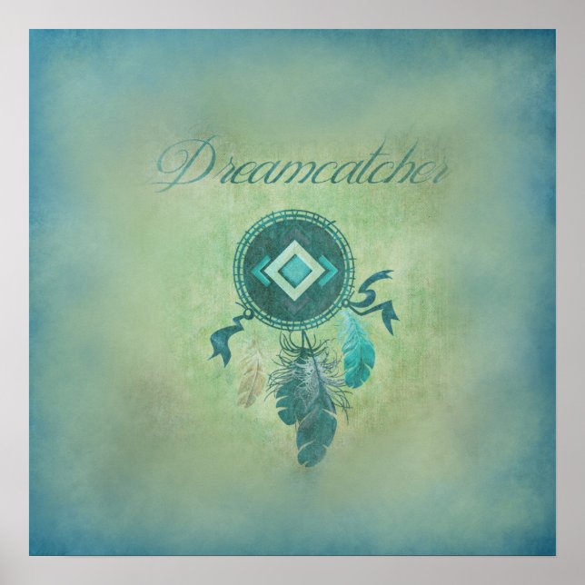 Dreamcatcher On a Misty Green Background Poster (Front)