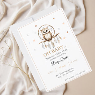 Dreamcatcher Owl Baby Shower Invitation