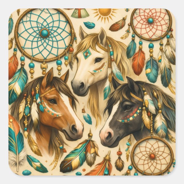 Dreamcatcher Ponies Square Sticker (Front)