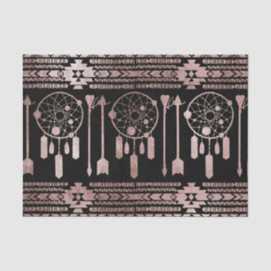 Dreamcatcher Rose Gold Tribal Aztec on Black Tissue Paper