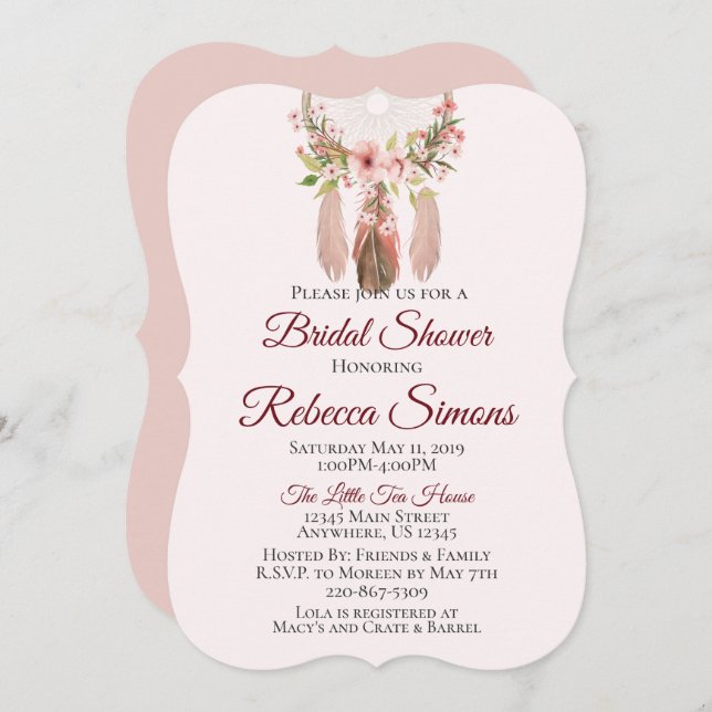 Dreamcatcher | Shabby Chic Bridal Shower Invites (Front/Back)