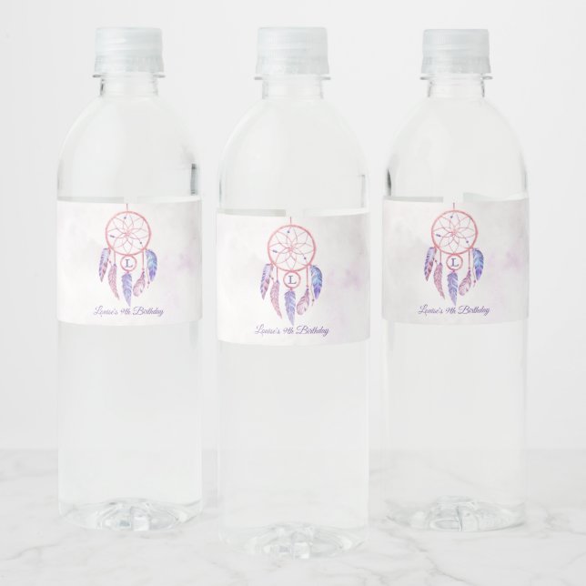 Dreamcatcher Sleepover Birthday Party Water Bottle Label (Bottles)
