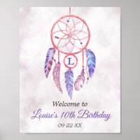 Dreamcatcher Sleepover Birthday Party Welcome Sign