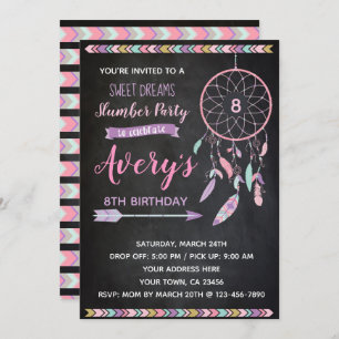 Dreamcatcher Slumber Party Invitation Chalkboard