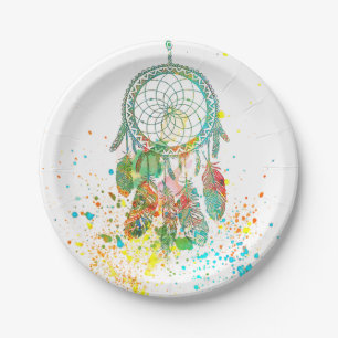 Dreamcatcher splatter paper plate