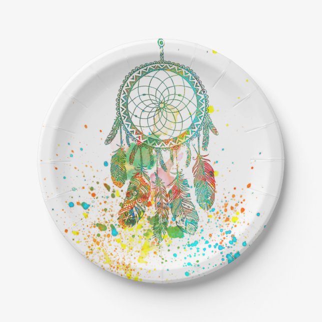Dreamcatcher splatter paper plate (Front)