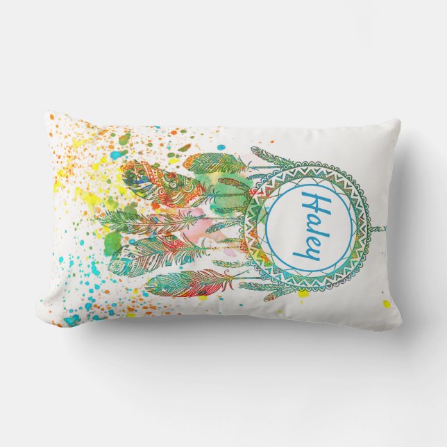 Dreamcatcher splatter personalised  lumbar cushion (Front)