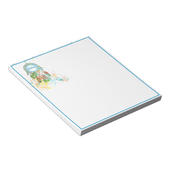 Dreamcatcher splatter personalised  notepad (Angled)