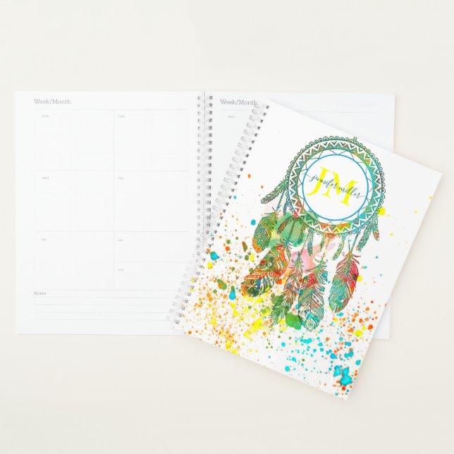Dreamcatcher splatter personalised  planner (Display)