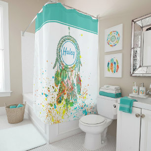 Dreamcatcher splatter personalised shower curtain