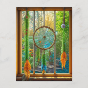 Dreamcatcher with Blue, Green and Orange Feathers Postcard