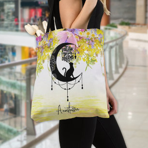 Dreamcatcher with cat   Follow your dreams Tote Bag