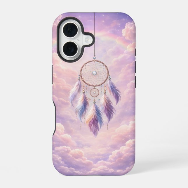 Dreamcatcher with Feathers and Clouds iPhone 16 Case (Back)