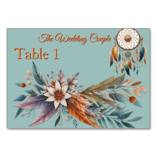 Dreamcatchers in a Bohemian theme Table Number