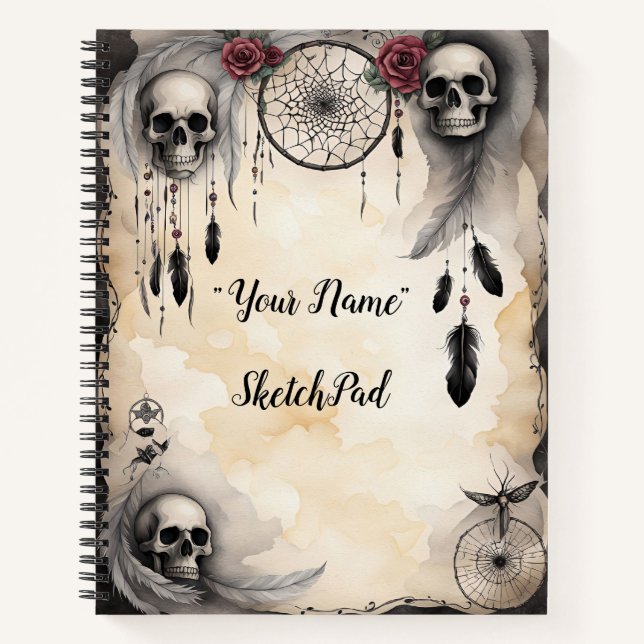 Dreamcatchers, Skulls & Roses Notebook (Front)
