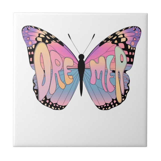 Dreamer Butterfly Vibes  Ceramic Tile (Front)