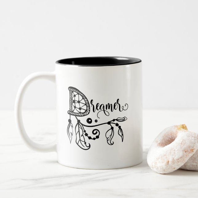 Dreamer Dreamcatcher Two-Tone Coffee Mug (With Donut)