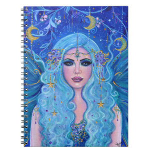 Dreamer fairy with gold accents by Renee Lavoie Notebook