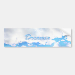 Dreamer Puffy White Clouds and Blue Sky Bumper Sticker