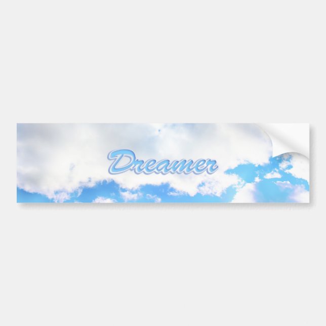 Dreamer Puffy White Clouds and Blue Sky Bumper Sticker (Front)