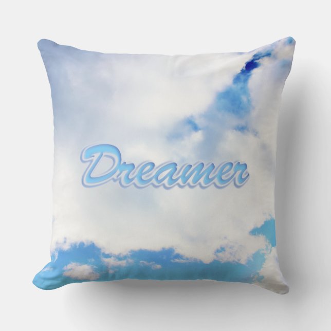 Dreamer Puffy White Clouds and Blue Sky Cushion (Front)
