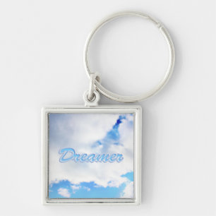 Dreamer Puffy White Clouds and Blue Sky Key Ring