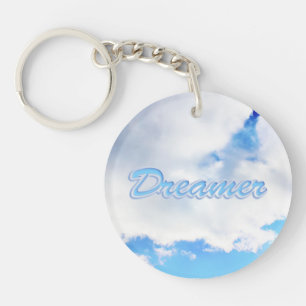 Dreamer Puffy White Clouds and Blue Sky Key Ring