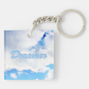 Dreamer Puffy White Clouds and Blue Sky Key Ring