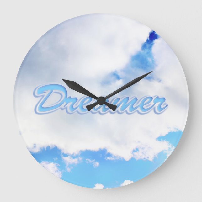 Dreamer Puffy White Clouds and Blue Sky Large Clock (Front)