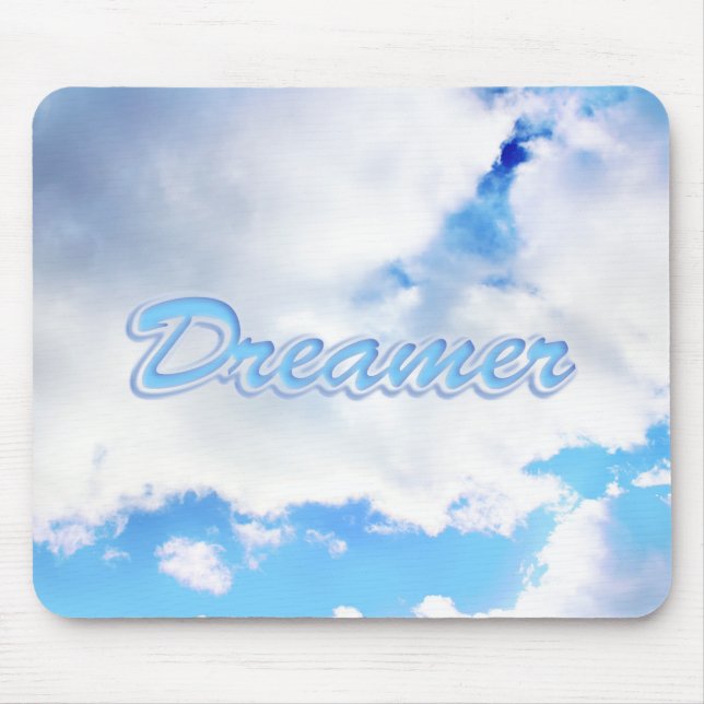 Dreamer Puffy White Clouds and Blue Sky Mouse Pad (Front)