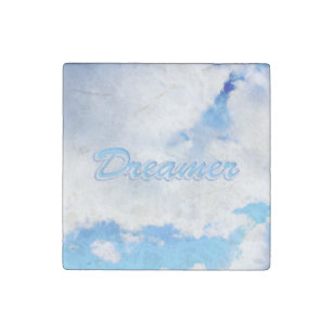 Dreamer Puffy White Clouds and Blue Sky Stone Magnet