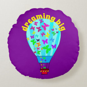 Dreaming big round throw pillow for girls