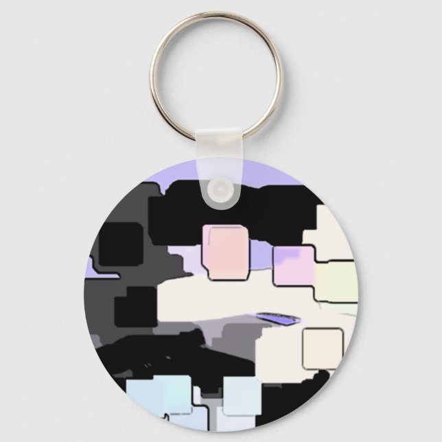 "Dreaming Blue" Geometric Art Key Ring (Front)