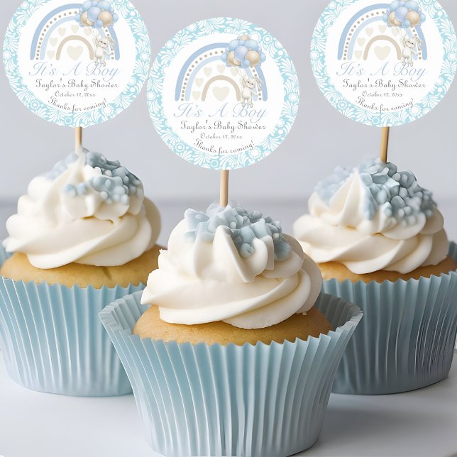 Dreaming Blue It's a Boy Baby Shower Classic Round Sticker (Creator Uploaded)