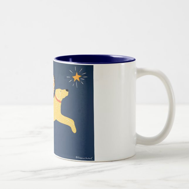 Dreaming -Blue mug-Stephen Huneck Two-Tone Coffee Mug (Right)