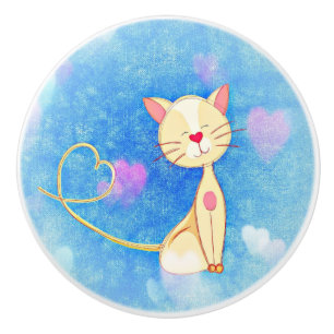 Dreaming Cat Ceramic Knob