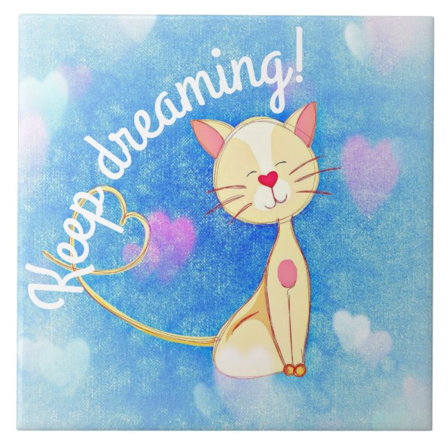 Dreaming Cat Ceramic Tile (Front)