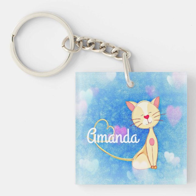 Dreaming Cat Key Ring (Front)
