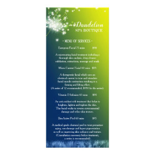 Dreaming Dandelion Massage Spa Price List Menu