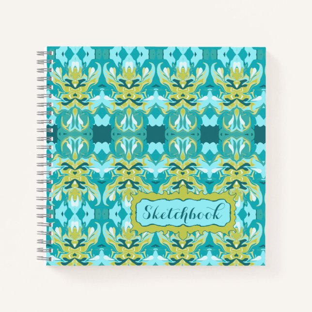 Dreaming Egypt Teal Gold Pattern Notebook (Front)