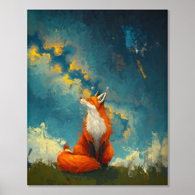 Dreaming Fox - Mystical Wildlife Art Foil Prints (Front)